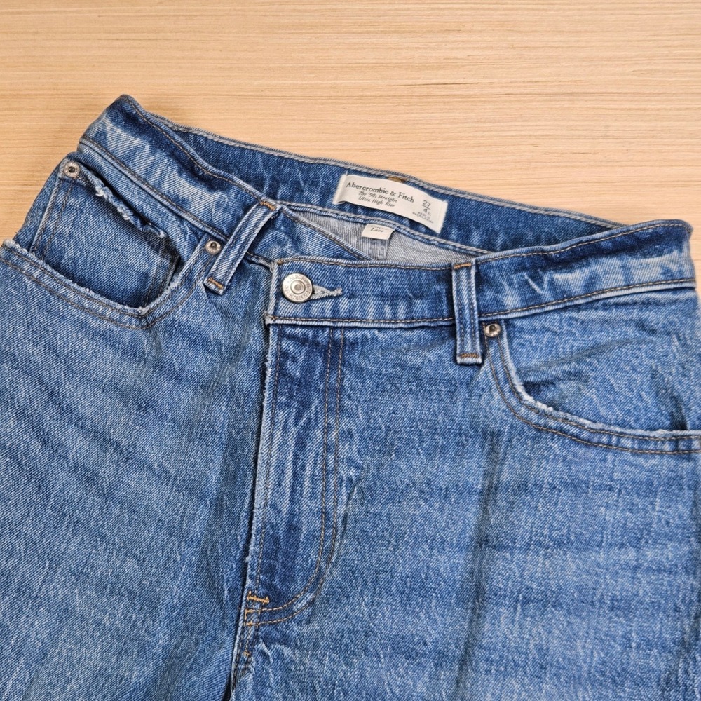 Abercrombie & Fitch The 90s Straight Jeans Women 27x34 4 XL Blue Curve Love